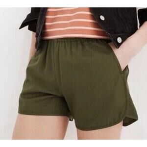 Madewell Pull On Shorts Women Size Medium Desert Olive Green Casual Cotton Blend